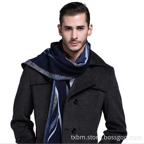 custom luxury printed winter 180*30cm long silk brushed scarf for man